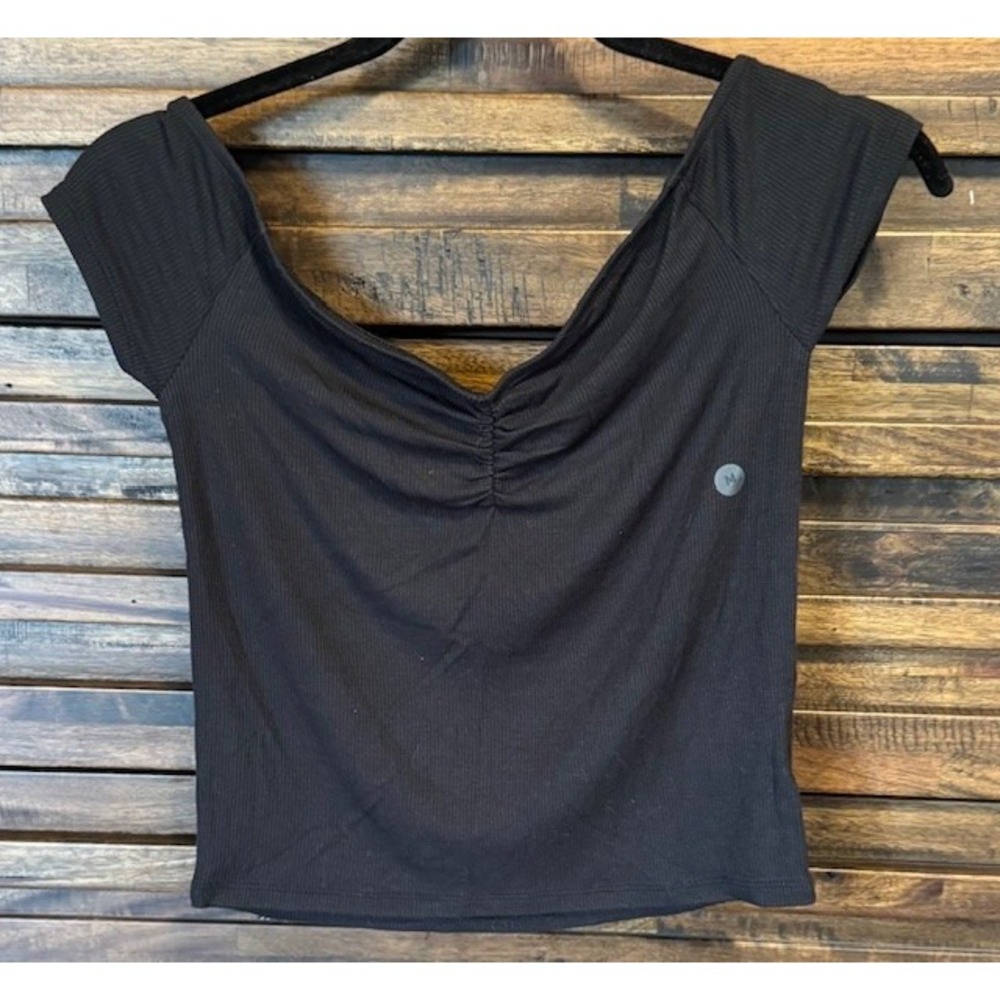 Y2K American Eagle V-Neck Ruched Shirt MED Capsule Ribbed Crop Bella Swan Elena